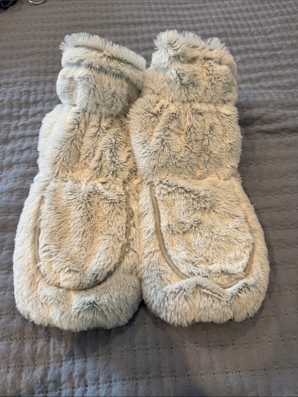 Plush Faux Fur Gray Slippers